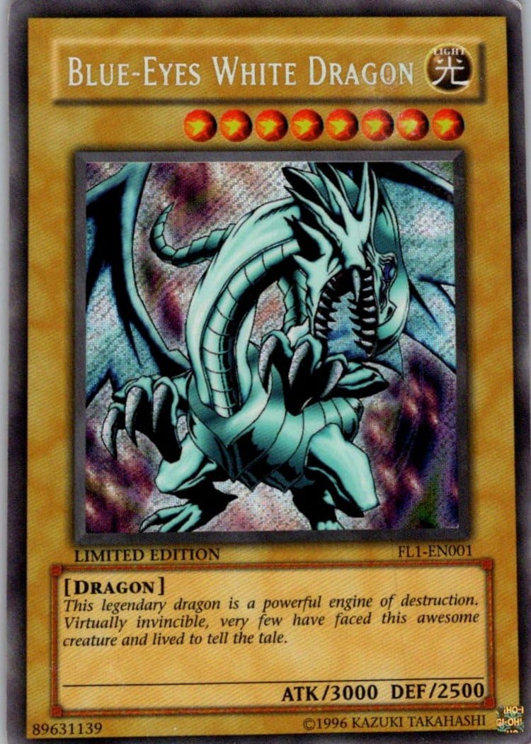 Blue-Eyes White Dragon — Forbidden Legacy FL1-EN001 — Secret Rare — Limited — front