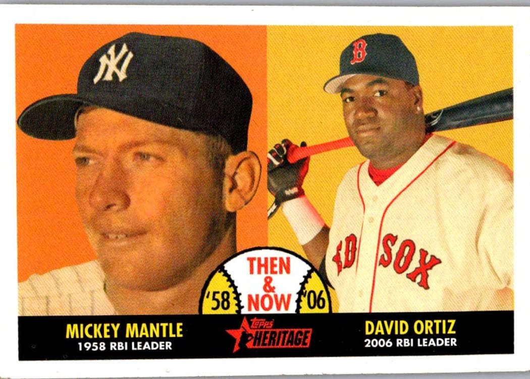 2007 Topps Heritage Mickey Mantle / David Ortiz #TN2 Then and Now — front