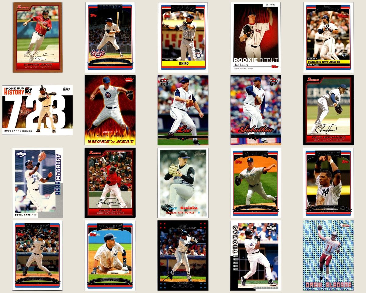 20-Card Mixed Pack — 2006 Topps, Bowman and Fleer, with Yankees — front