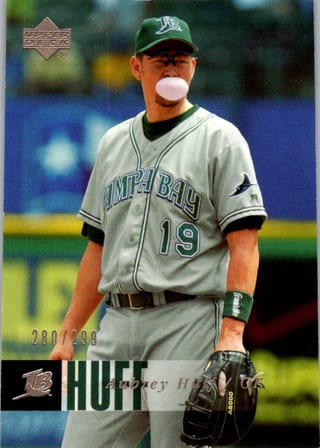 Front of 2006 Upper Deck Aubrey Huff #436 Gold — Near Mint