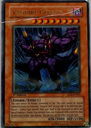 Front of Vampire Genesis — Structure Deck: Zombie Madness SD2-EN001 — Ultra Rare — 1st Edition — Heavily Played
