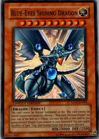 Front of Blue-Eyes Shining Dragon — Movie Pack MOV-EN001 — Secret Rare — Limited — Lightly Played