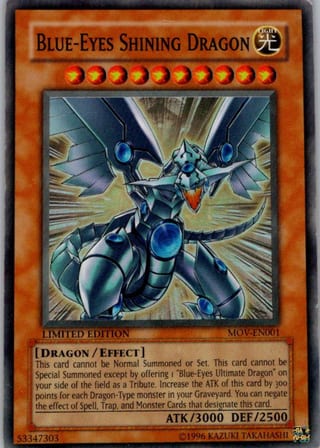 Front of Blue-Eyes Shining Dragon — Movie Pack MOV-EN001 — Super Rare — Limited — Lightly Played