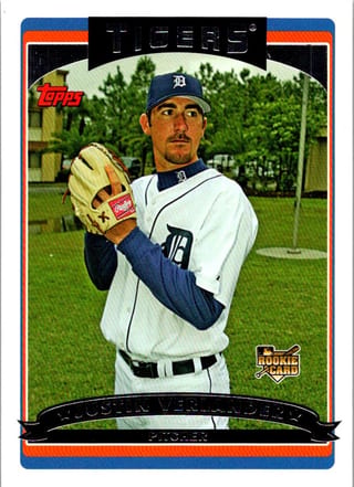Front of 2006 Topps Justin Verlander #641 Rookie — Near Mint