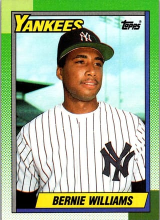 Front of 1990 Topps Bernie Williams #701 — Near Mint