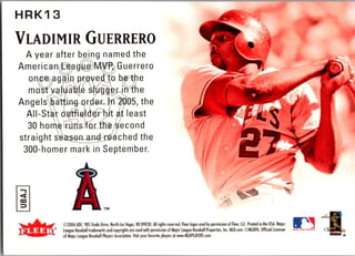 Back of 2006 Fleer Ultra Vladimir Guerrero #HRK13 Home Run Kings — Near Mint