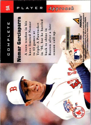 Back of 1997 Score Complete Players Nomar Garciaparra #9A — Near Mint