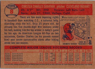 Back of 2006 Topps Heritage C.C. Sabathia #8 — Near Mint
