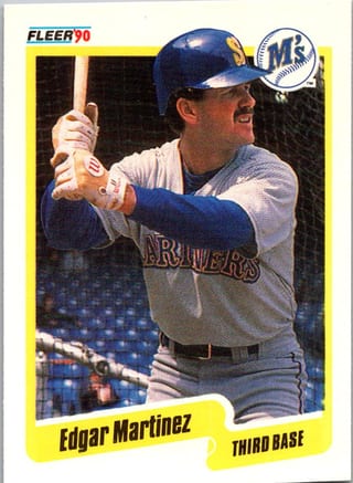 Front of 1990 Fleer Base Set Edgar Martinez #520 — Near Mint