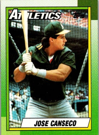 Front of 1990 Topps Base Set Jose Canseco #250 — Near Mint