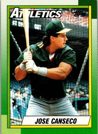 Front of 1990 Topps Base Set Jose Canseco #250 — Near Mint