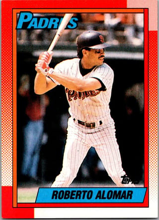 Front of 1990 Topps Base Set Roberto Alomar #517 — Lightly Played