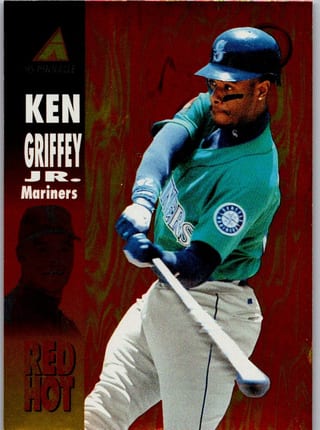 Front of 1995 Pinnacle Red Hot Ken Griffey Jr. #RH2 — Lightly Played