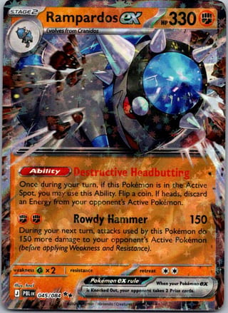 Front of Rampardos ex — Pitch Black #045/084 — Near Mint
