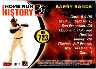 Back of 20-Card Baseball Pack — All 2006, Mantle and Bonds