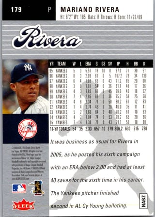 Back of 20-Card Baseball Pack — All 2006, Mantle and Bonds