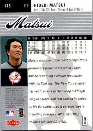 Back of 20-Card Baseball Pack — All 2006, Mantle and Bonds