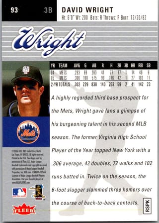 Back of 20-Card Baseball Pack — All 2006, Mantle and Bonds
