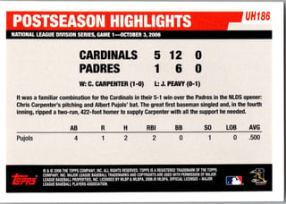 Back of 20-Card Baseball Pack — All 2006, Mantle and Bonds