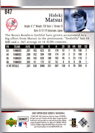 Back of 20-Card Baseball Pack — 2007 Topps and Upper Deck, Jeter and Ripken