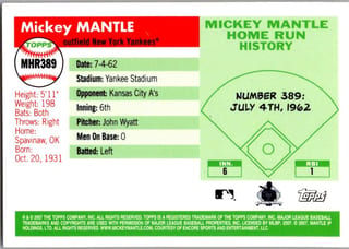 Back of 20-Card Baseball Pack — 2007 Topps and Upper Deck, Jeter and Ripken
