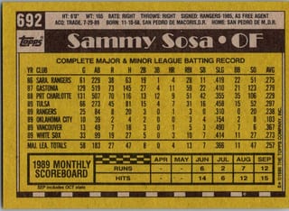 Back of 20-Card Baseball Pack — 1990 Topps and Fleer with 2007 Upper Deck