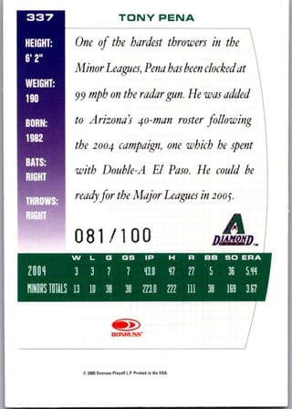 Back of 20-Card Baseball Pack — Late '90s through 2008