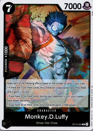 Front of Monkey.D.Luffy OP15-092 — Adventure on Kami's Island — Rare — Near Mint