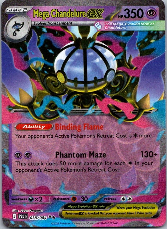 Mega Chandelure ex — Pitch Black #038/084 — front