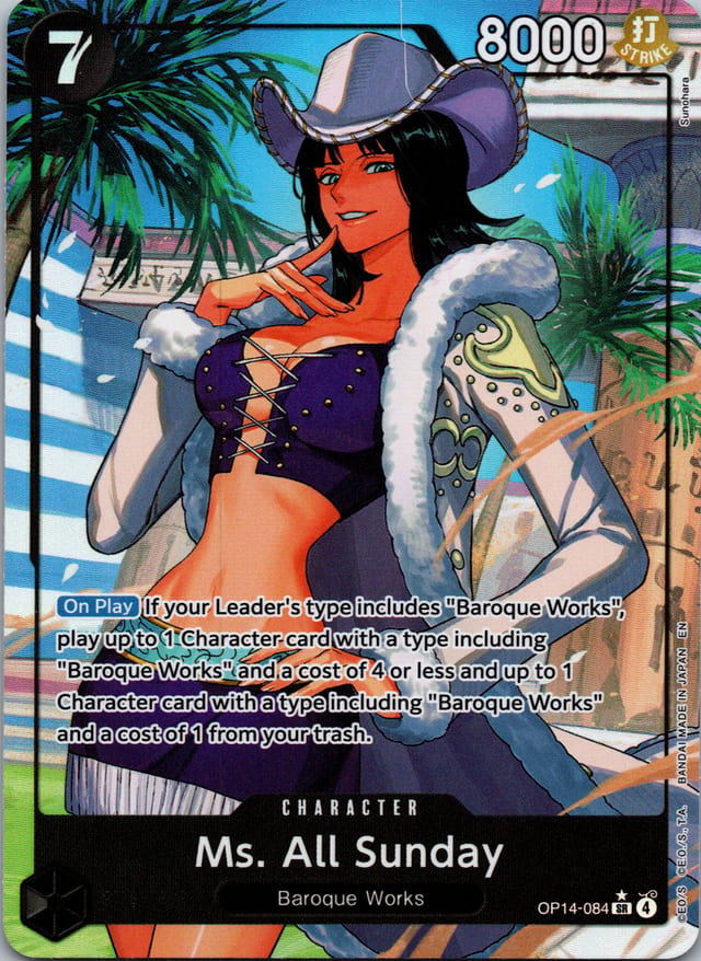 Ms. All Sunday OP14-084 — The Azure Sea's Seven — Super Rare — Alternate Art — front